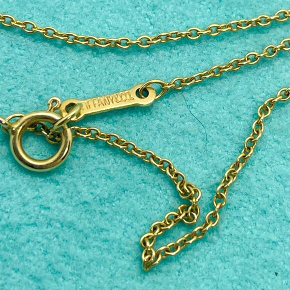 Tiffany & Co. Peretti 18K Gold Diamond 15mm Open Heart Pendant Necklace 18" - Picture 10 of 13